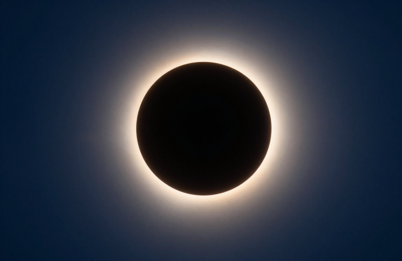 An annular solar eclipse ring of fire, the Sun appearing as a bright glowing ring around the dark silhouette of the Moon against a deep blue sky